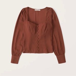 Abercrombie & Fitch Long Sleeve Button down Deep V- Neck Blouse Sz
